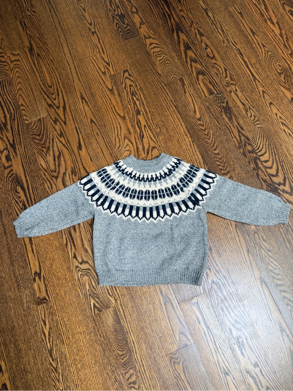 New Zara kid Gray Fair Isle Yoke Sweater